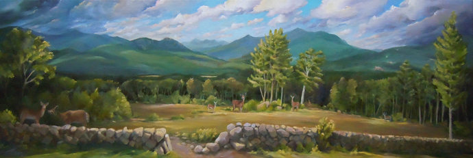 A White Mountain View, Oil on Linen, 36 x 12