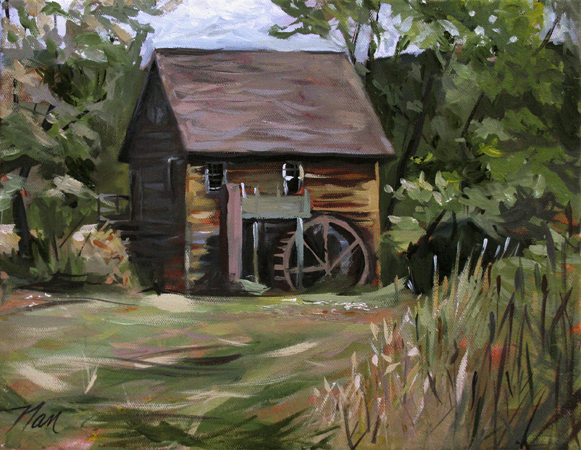 Mill in the Meadow, Oil on Canvas, 14 x 11