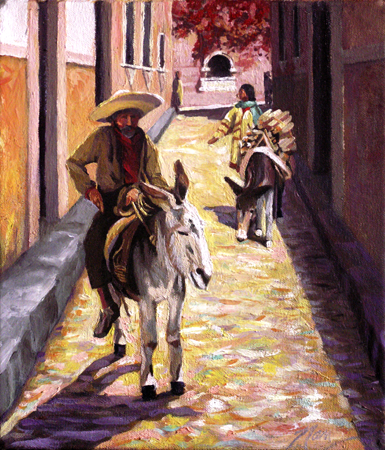 Pulling up the Rear, Mexico, Oil on Canvas, 10 x 12