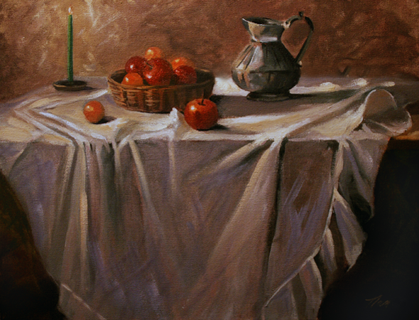 Fruit by Candlelight, Oil on Canvas, 16 x 12 (sold)